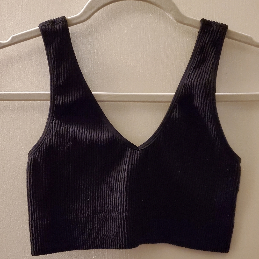 Aerie black ribbed bralette, size M